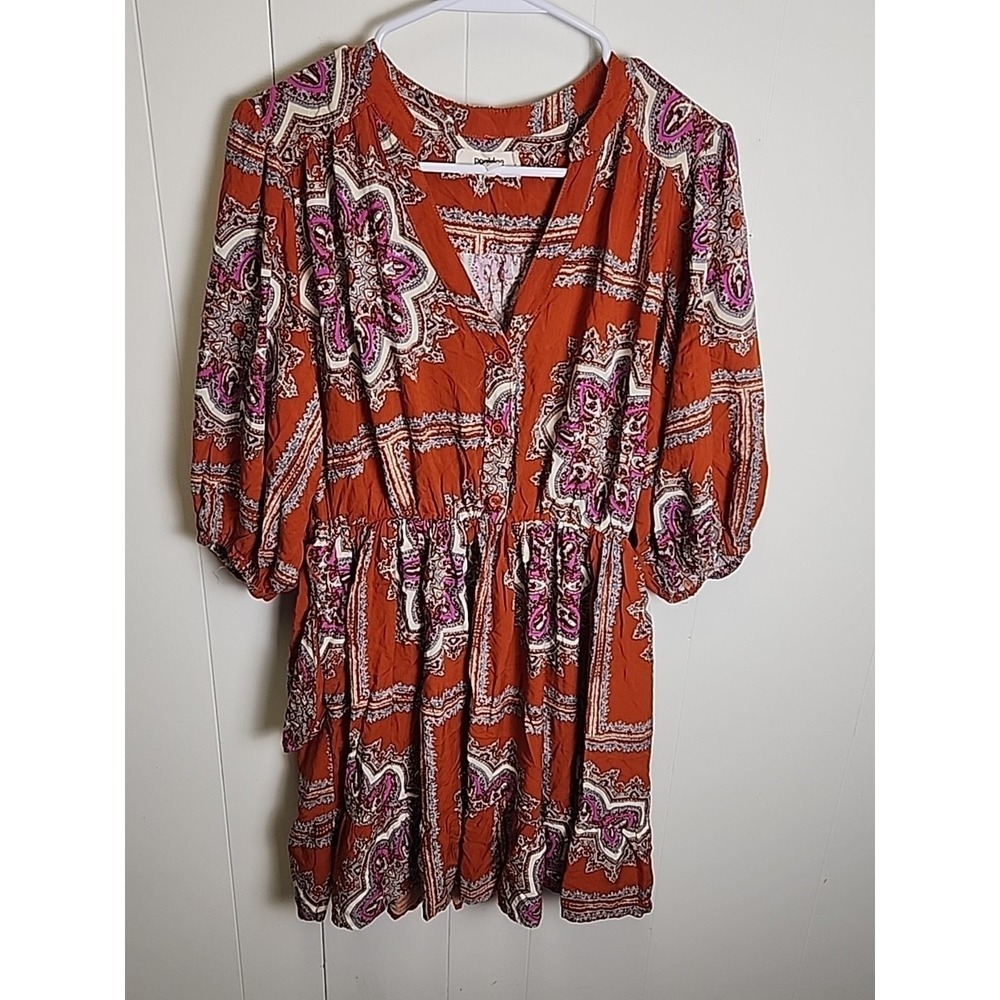 Anthropologie Porridge Isabel Paisley Ruffle Dress Sz Med